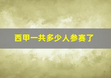 西甲一共多少人参赛了