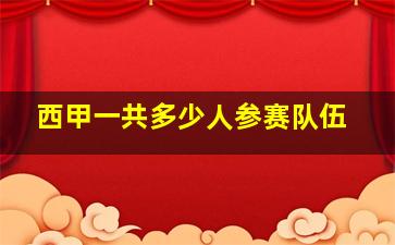 西甲一共多少人参赛队伍