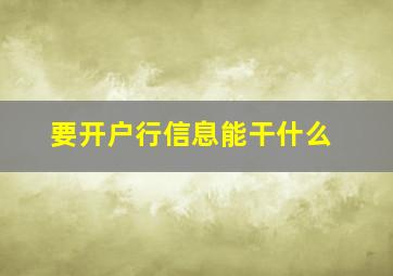 要开户行信息能干什么