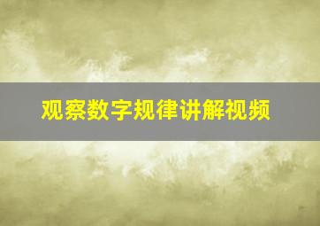 观察数字规律讲解视频