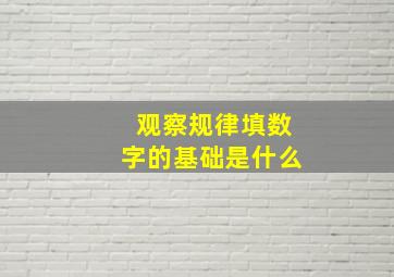 观察规律填数字的基础是什么