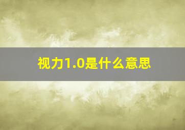 视力1.0是什么意思