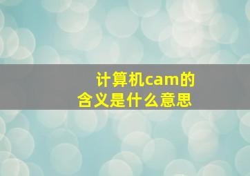 计算机cam的含义是什么意思