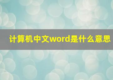 计算机中文word是什么意思