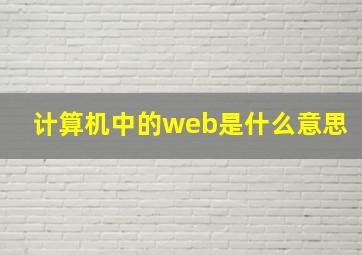 计算机中的web是什么意思