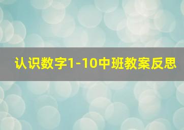 认识数字1-10中班教案反思