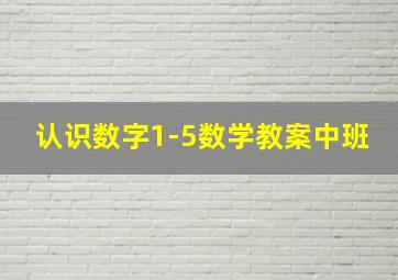 认识数字1-5数学教案中班