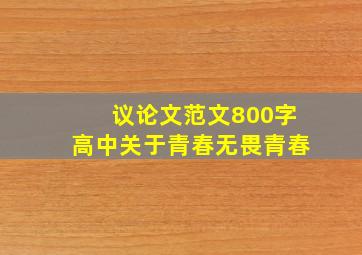 议论文范文800字高中关于青春无畏青春