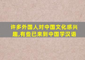 许多外国人对中国文化感兴趣,有些已来到中国学汉语