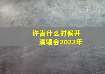 许嵩什么时候开演唱会2022年