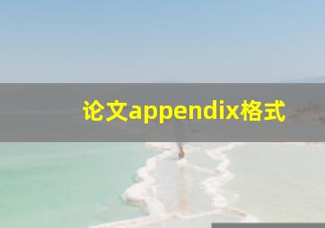 论文appendix格式