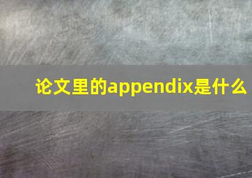 论文里的appendix是什么