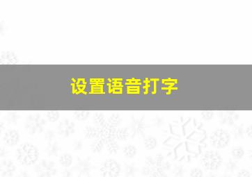 设置语音打字