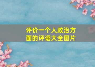 评价一个人政治方面的评语大全图片