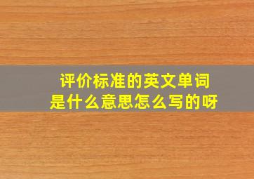 评价标准的英文单词是什么意思怎么写的呀