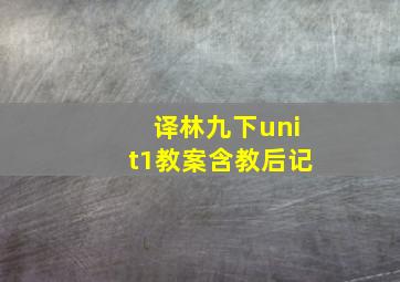 译林九下unit1教案含教后记