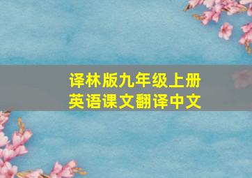 译林版九年级上册英语课文翻译中文