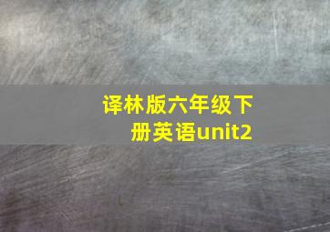 译林版六年级下册英语unit2