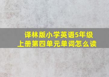 译林版小学英语5年级上册第四单元单词怎么读