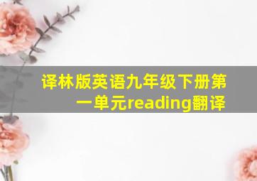 译林版英语九年级下册第一单元reading翻译