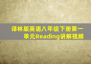 译林版英语八年级下册第一单元Reading讲解视频