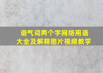 语气词两个字网络用语大全及解释图片视频教学