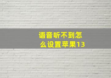 语音听不到怎么设置苹果13