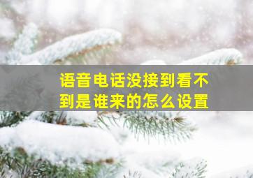 语音电话没接到看不到是谁来的怎么设置