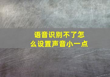 语音识别不了怎么设置声音小一点