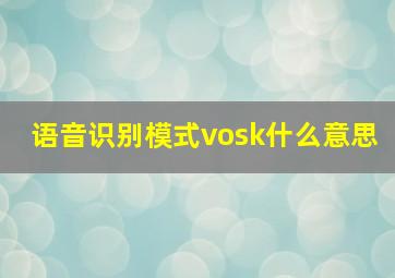 语音识别模式vosk什么意思