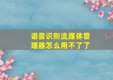 语音识别流媒体管理器怎么用不了了