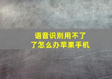 语音识别用不了了怎么办苹果手机