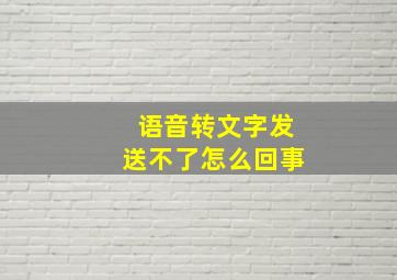 语音转文字发送不了怎么回事