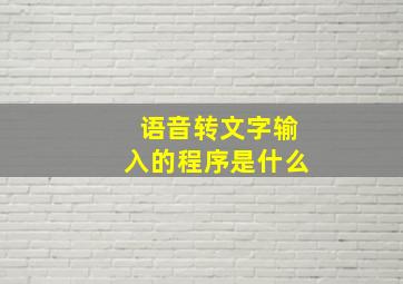 语音转文字输入的程序是什么