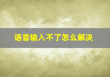 语音输入不了怎么解决