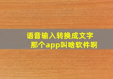 语音输入转换成文字那个app叫啥软件啊