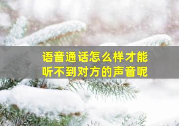 语音通话怎么样才能听不到对方的声音呢