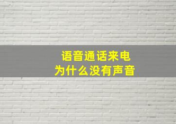 语音通话来电为什么没有声音