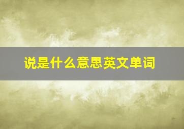 说是什么意思英文单词