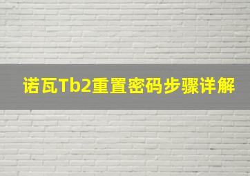 诺瓦Tb2重置密码步骤详解