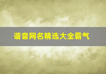 谐音网名精选大全霸气