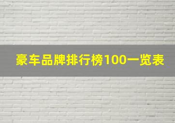 豪车品牌排行榜100一览表