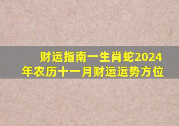 财运指南一生肖蛇2024年农历十一月财运运势方位