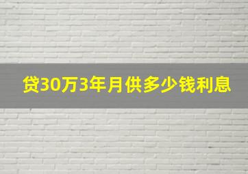 贷30万3年月供多少钱利息