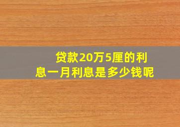 贷款20万5厘的利息一月利息是多少钱呢