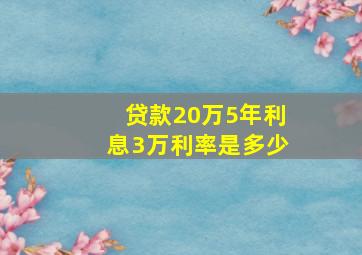 贷款20万5年利息3万利率是多少