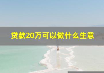 贷款20万可以做什么生意