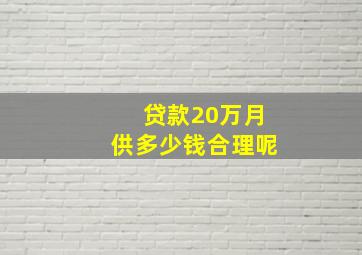 贷款20万月供多少钱合理呢