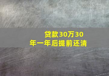 贷款30万30年一年后提前还清