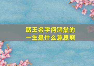 赌王名字何鸿燊的一生是什么意思啊